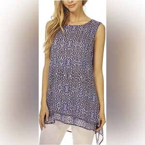 Fever Double Layer Sleeveless Tie Dye Pattern Blouse Shirt